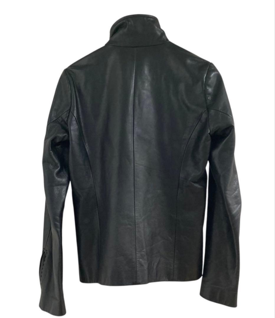 Wjk ブラックレザーシングルライダースジャケット