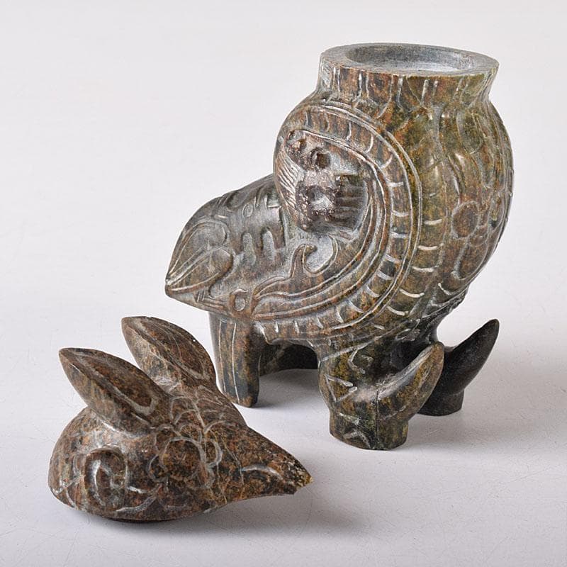 中国 玉石彫刻 神獣型壷 V R8307