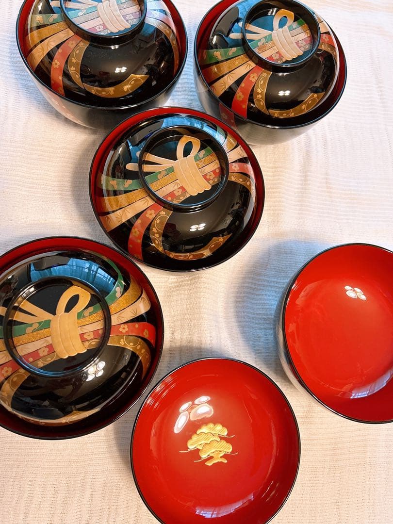 高級輪島塗 熨斗蒔絵 煮物椀五客