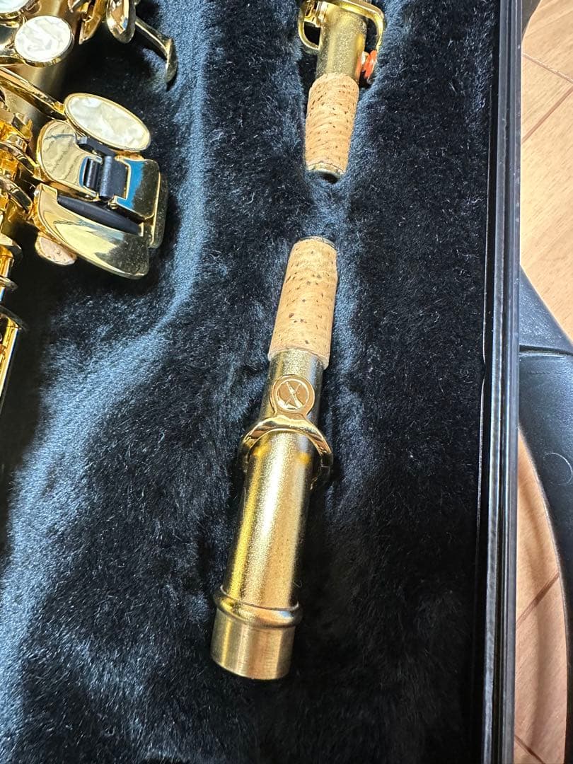 良品 ソプラノサックス サテンゴールド ケース付き