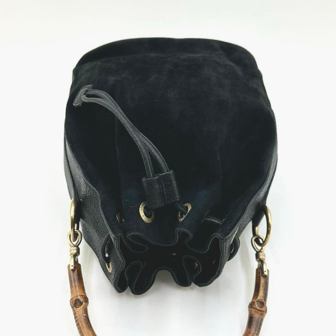 GUCCI グッチ バンブー 巾着 2way ハンドバッグ ショルダーバッグ 黒