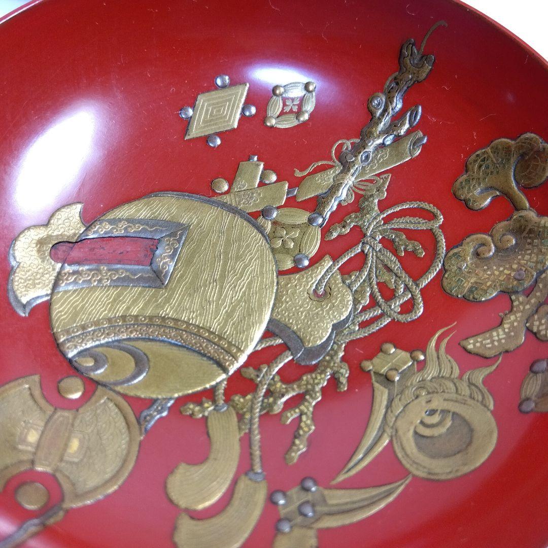 加賀蒔絵 高蒔絵祝い 三つ杯 盃 漆芸 時代高級高蒔絵杯