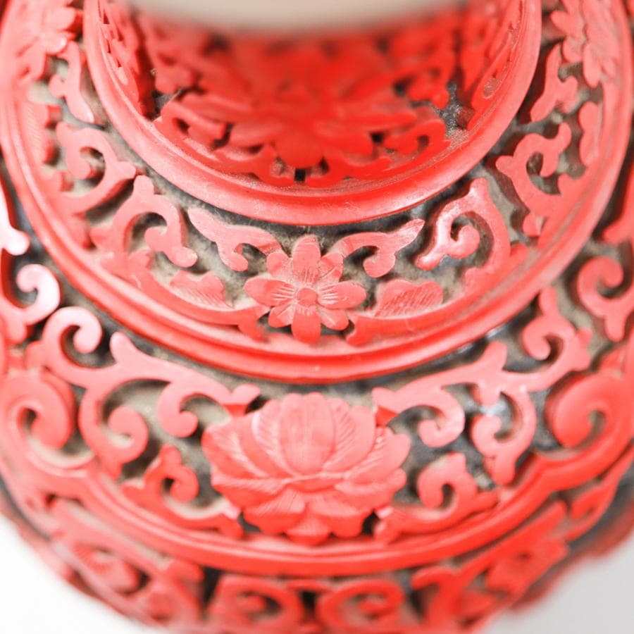 紫禁城 中国堆朱 七宝花瓶 25cm