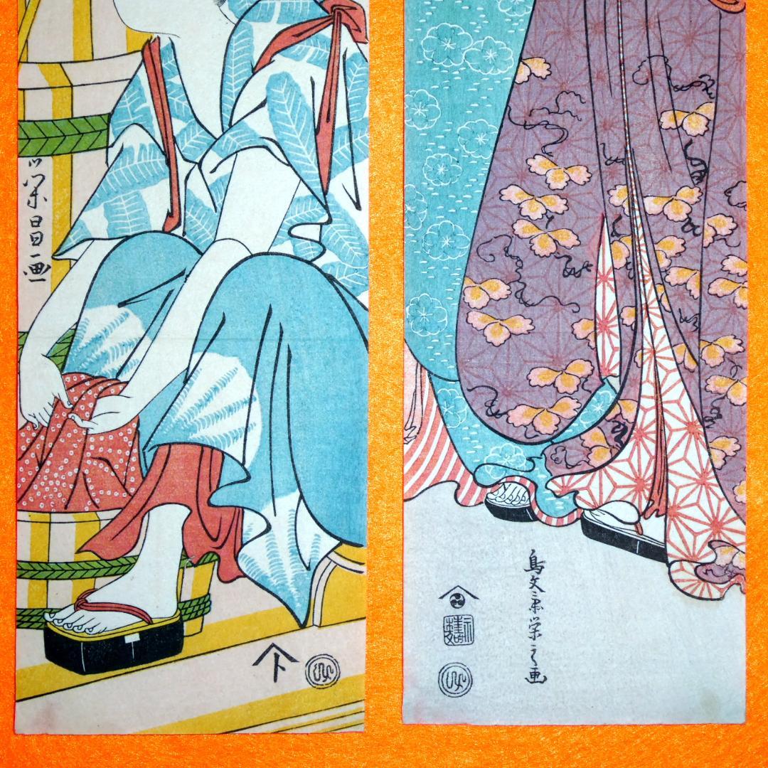 柱絵（短冊形） 浮世絵 4枚 美術品・アンティーク・コレクション