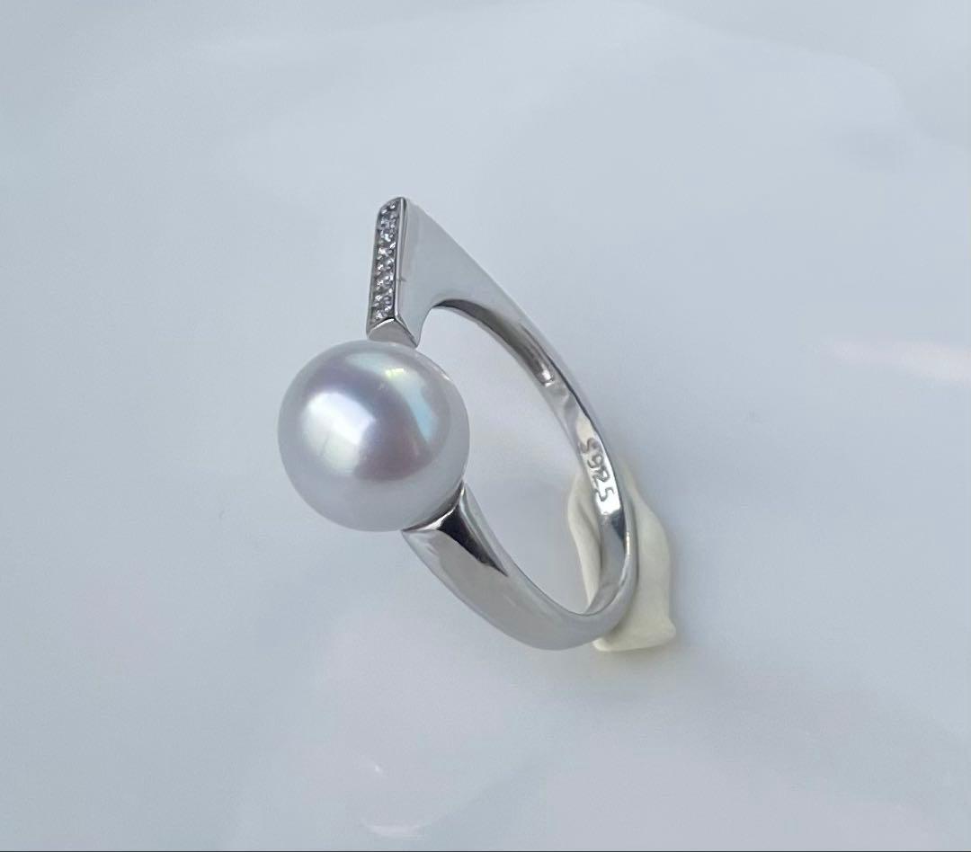 白蝶真珠 s925リング 指輪 南洋パール ハイブランド感 モダンデザイン