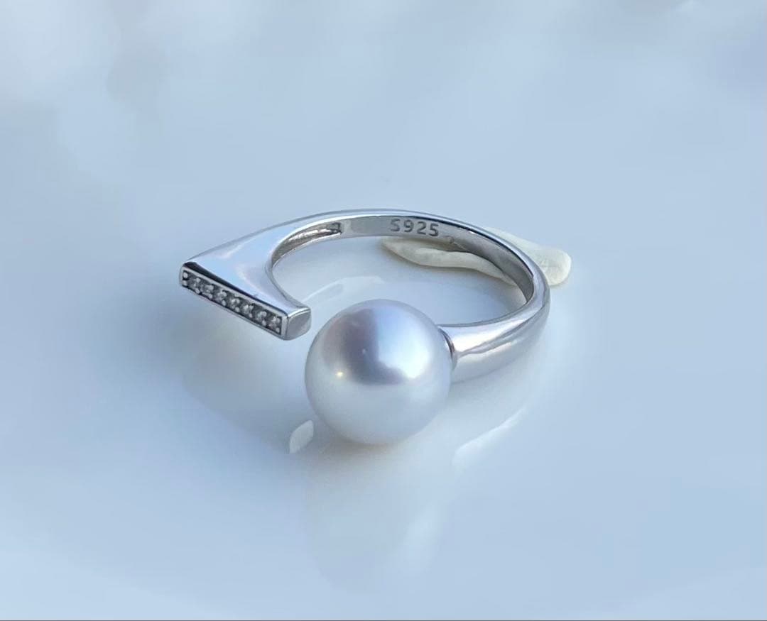 白蝶真珠 s925リング 指輪 南洋パール ハイブランド感 モダンデザイン