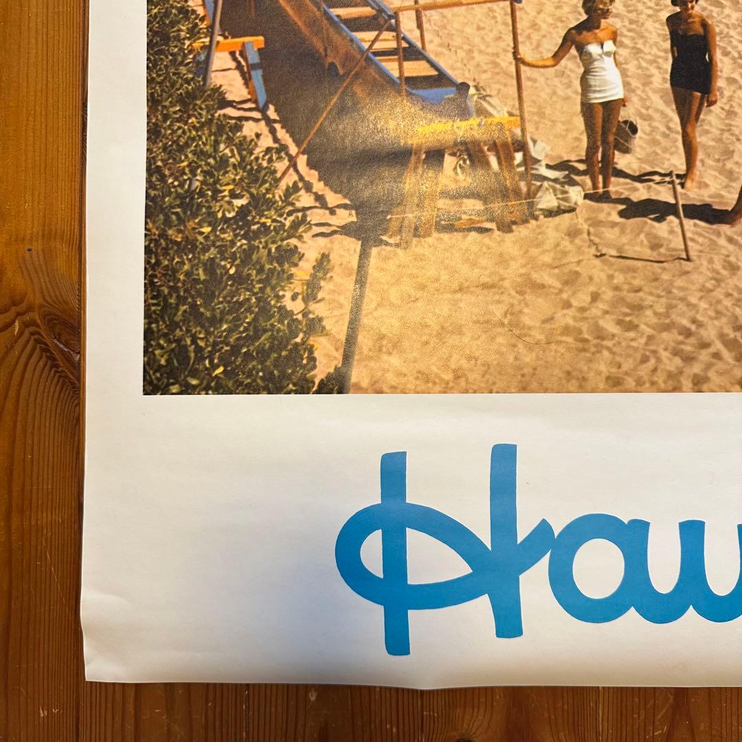 未使用品70sオリジナルhawaii ハワイ観光局プロモーションポスターワイキキ