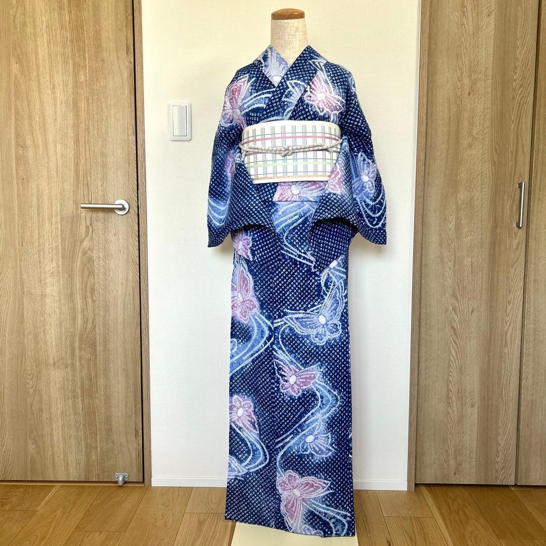 やまと謹製　有松絞り　藍青ピンク　敷居当て付き