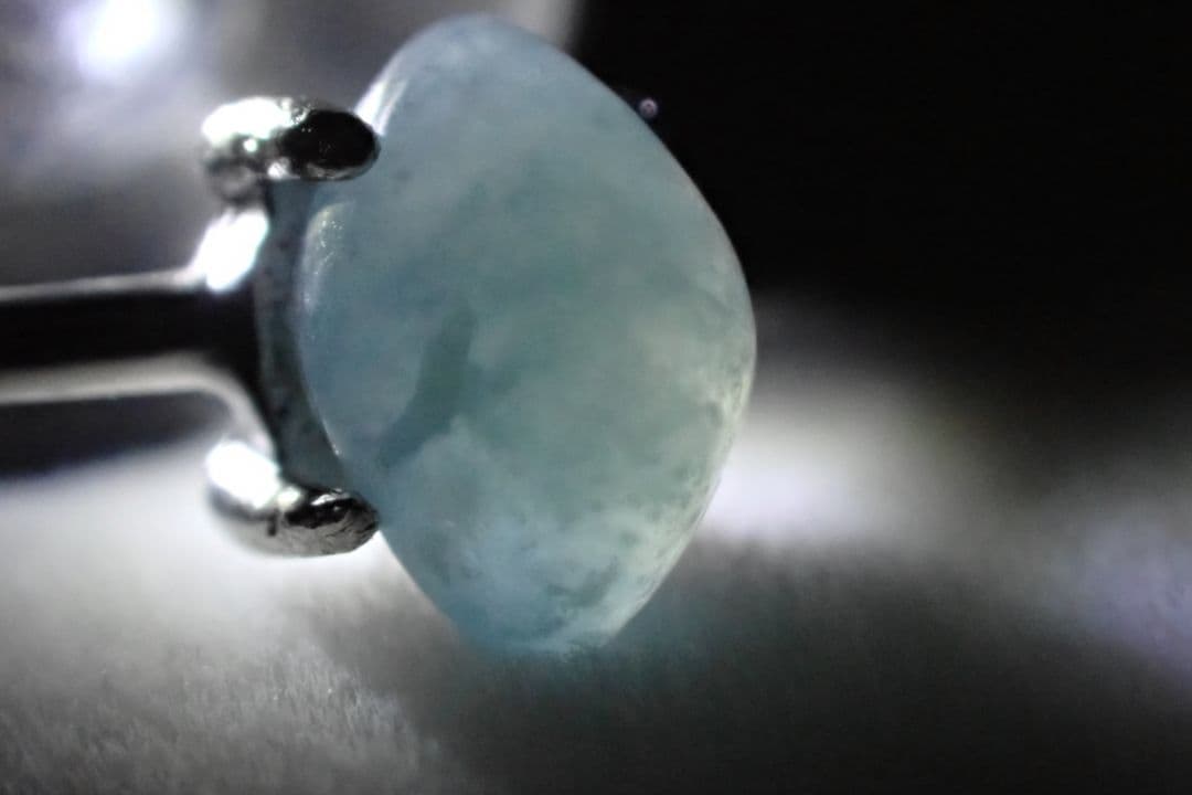 糸魚川翡翠 入コン沢 青 4ミリ リング 指輪 11号 ③ 送料無料