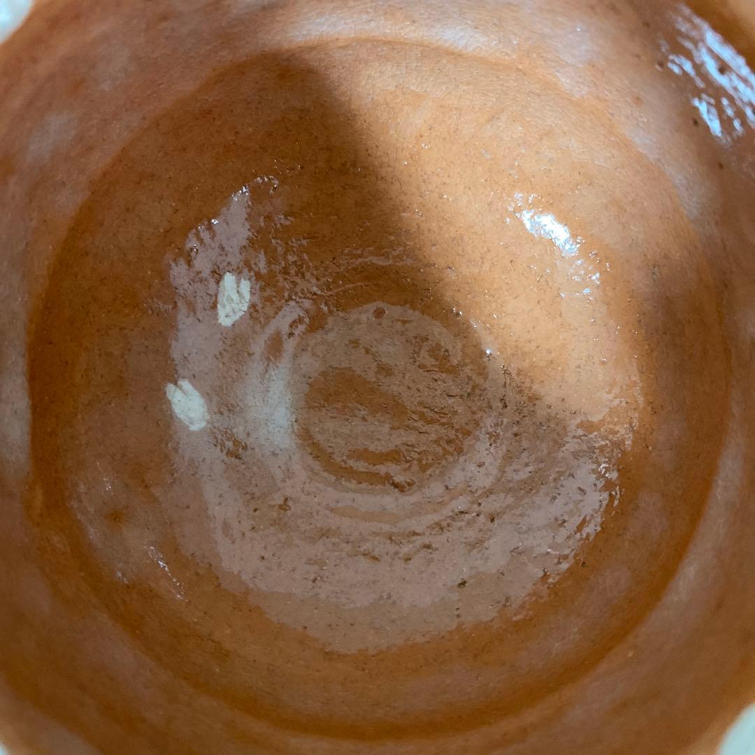 吉村重生（楽入）造 赤楽桜柄茶碗 共箱 栞付き 京焼