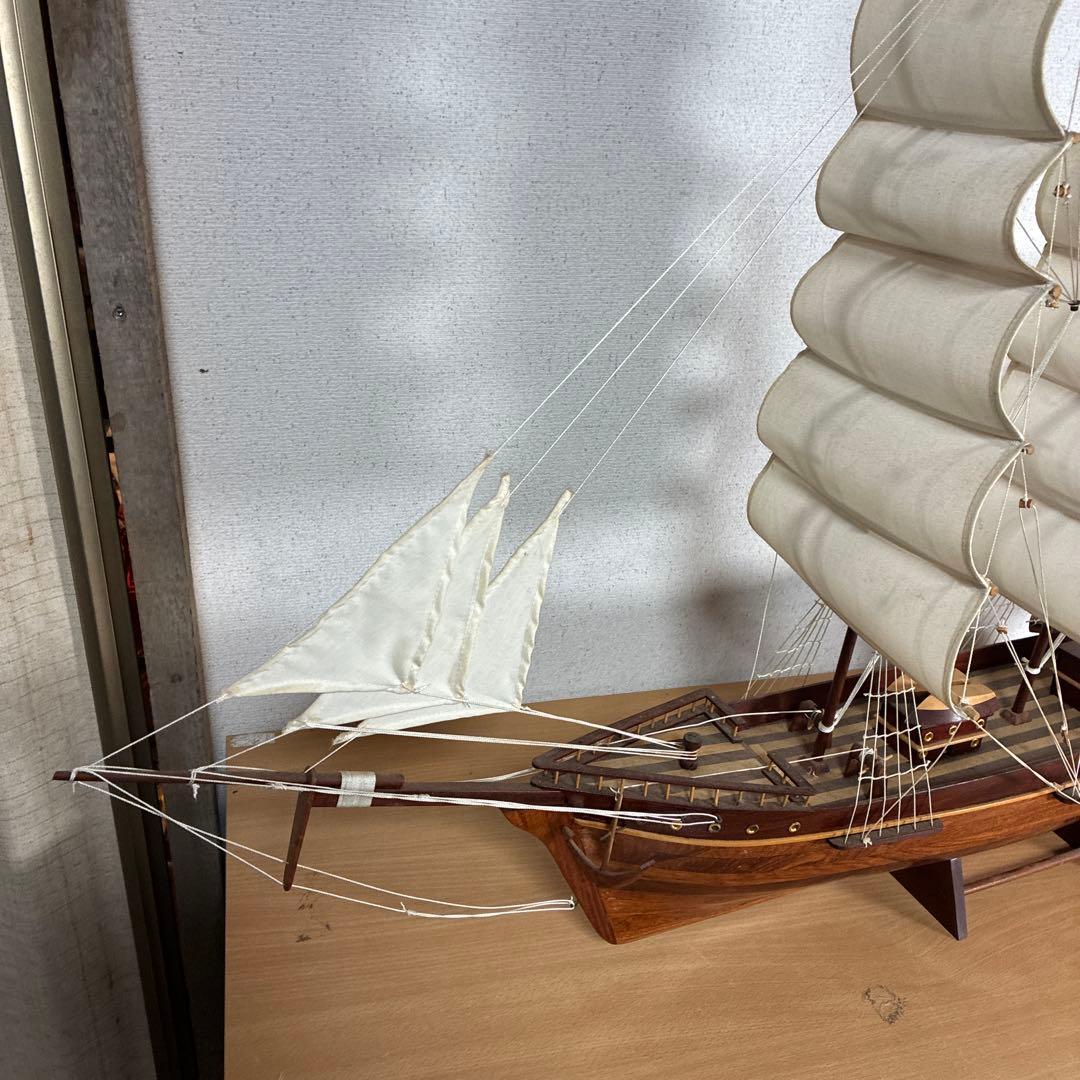 大型 木製 帆船模型 インテリア オブジェ 飾り船 自宅保管品