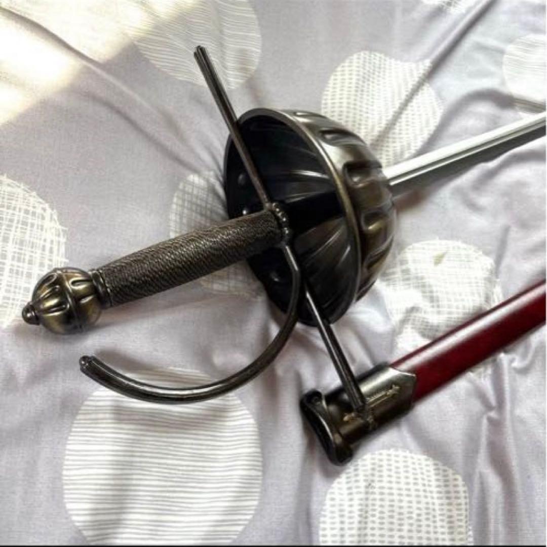 。*様 サーベル　模造刀　本格　コスプレ　赤　騎士　洋風　ヨーロッパ　刀　日本刀