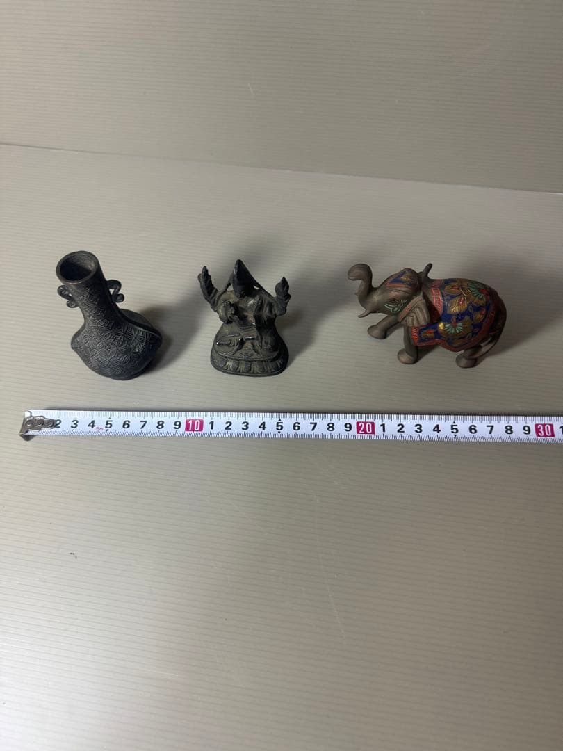 2097 銅製 花瓶1客 仏像1客 象置物1客