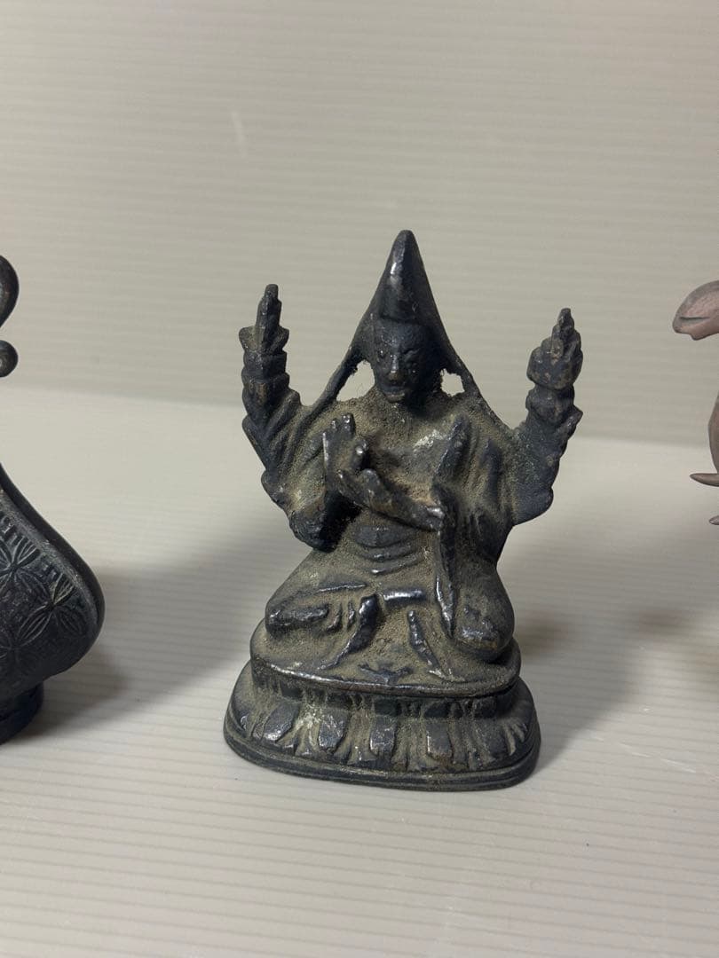 2097 銅製 花瓶1客 仏像1客 象置物1客