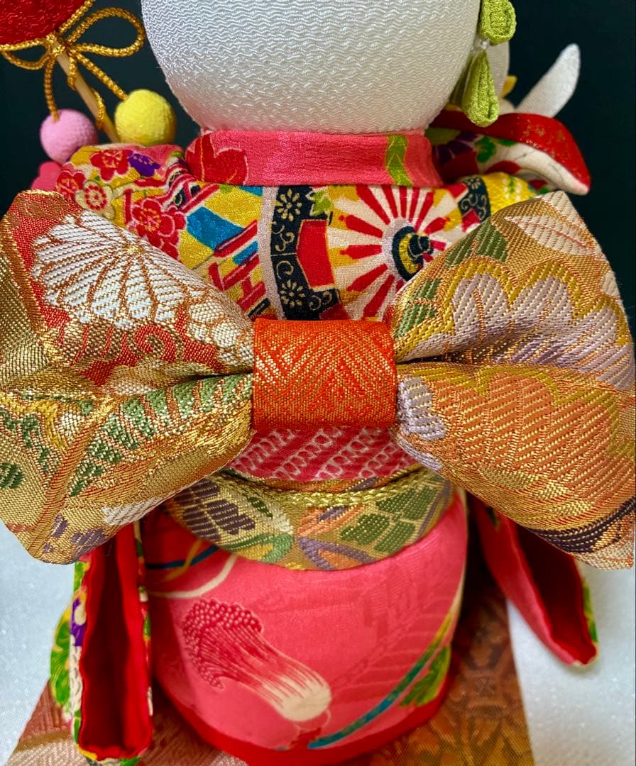 ねこの創作人形】まねき猫 ちりめん細工 縮緬細工 正月飾り 招き猫