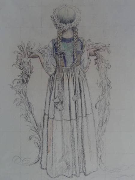 カール・ラーション、花輪を捧げる少女、希少画集画、新品額装付 カール・ラーション、花輪を捧げる少女、希少画集画、新品額装付、状態