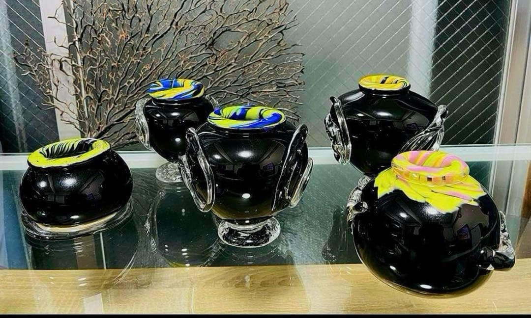 骨董 現代工芸 モダンアート 玉田恭子 雅硝子 花器 花入れ 花瓶 ②