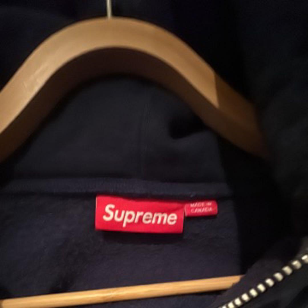 Supreme Sロゴ ネイビーフルジップパーカー