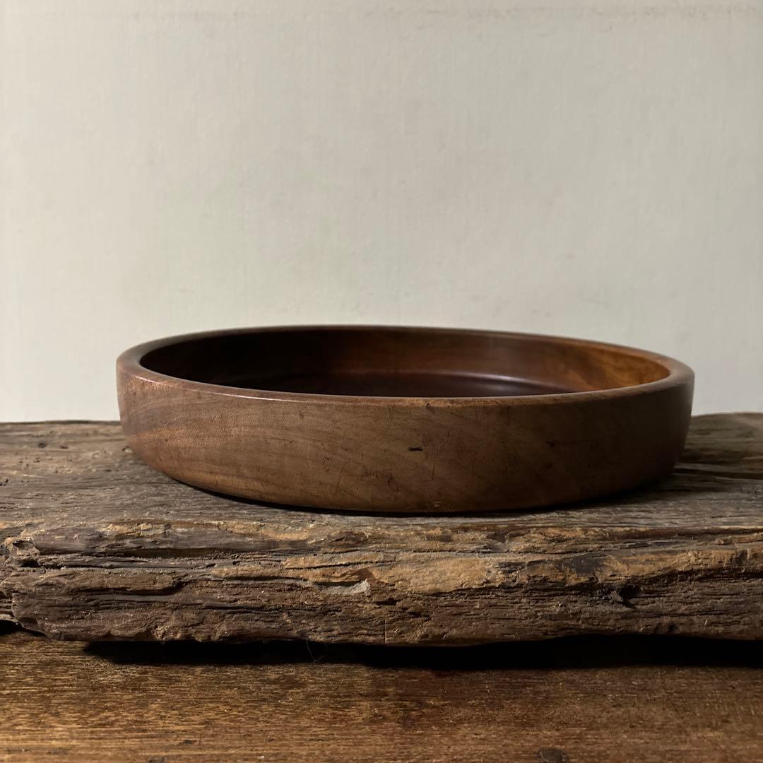 味の良い丸盆　その11 丸盆　くりぬき盆　木地盆　アンティーク　古道具検:李朝