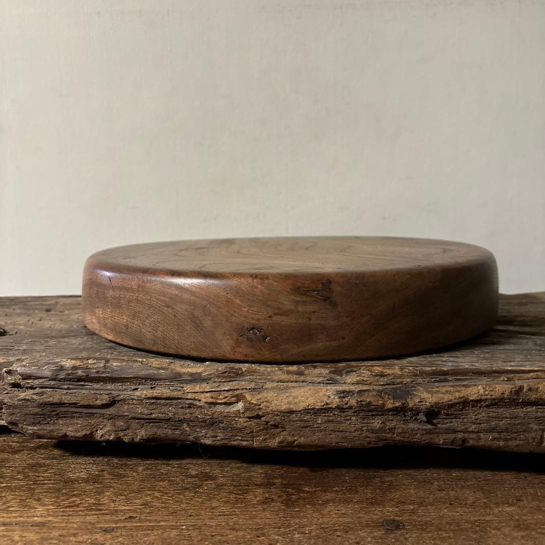 味の良い丸盆　その11 丸盆　くりぬき盆　木地盆　アンティーク　古道具検:李朝