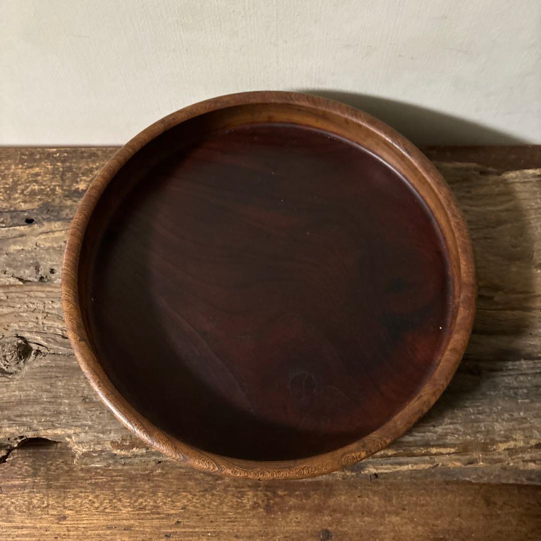 味の良い丸盆　その11 丸盆　くりぬき盆　木地盆　アンティーク　古道具検:李朝