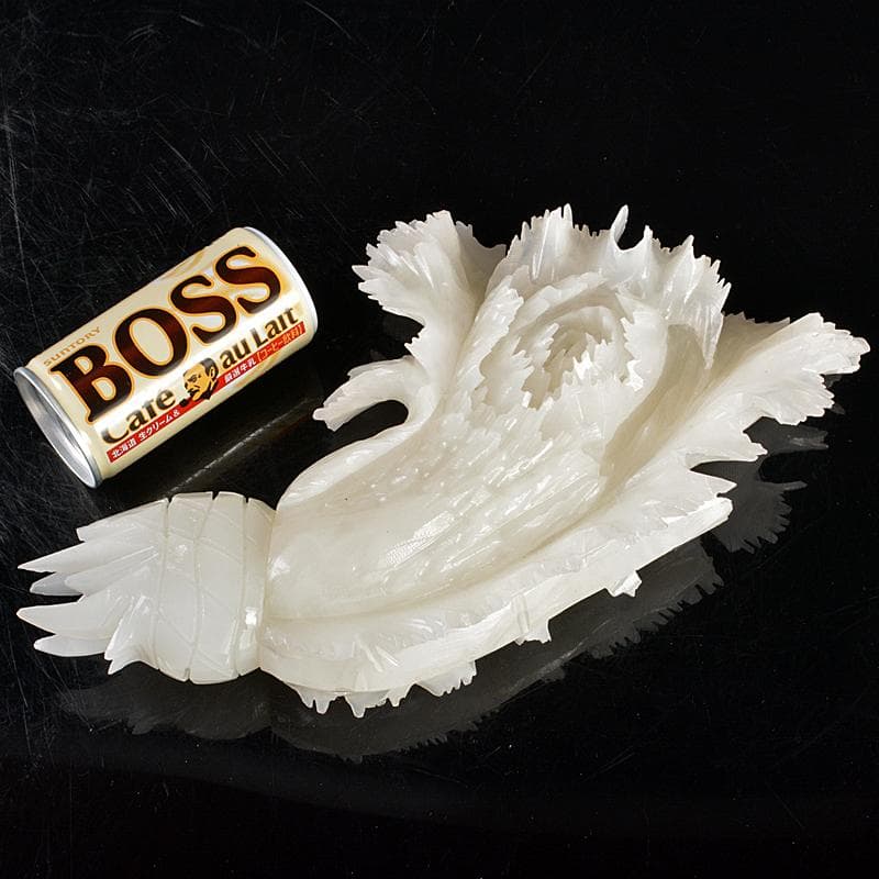中国 玉石白玉彫刻 白菜 置物 V R5727