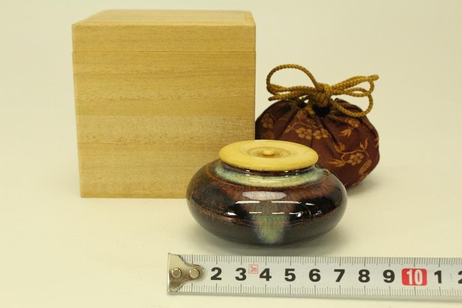 茶道具 時代 茶入 良蓋 古裂仕服(A770)