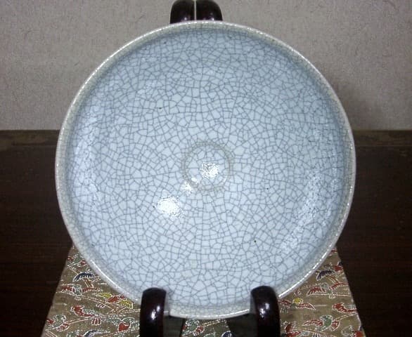 良い 京焼・清水焼 宮下善寿作 氷裂手 茶碗 無傷 共箱 保証