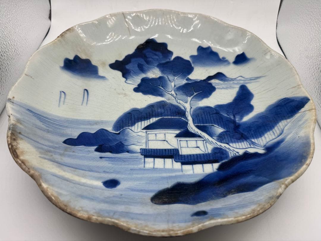古伊万里風 染付 山水図 大皿 江戸後期〜明治 欠け有 - メルカリ