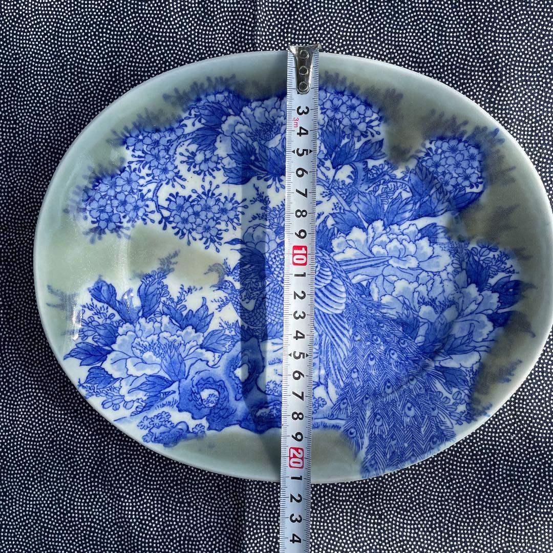 印判/手書き　花鳥図　牡丹桜孔雀図 盛皿