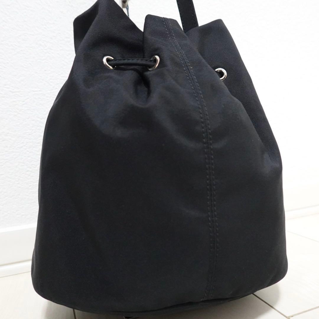 バレンシアガ　ウィール ドローストリングバケット　ハンドバッグ　ナイロン　黒　S