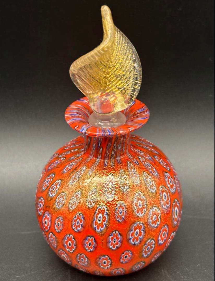 希少 ムラーノ ヴェネチアングラス 香水瓶 ミルフィオリ 置物