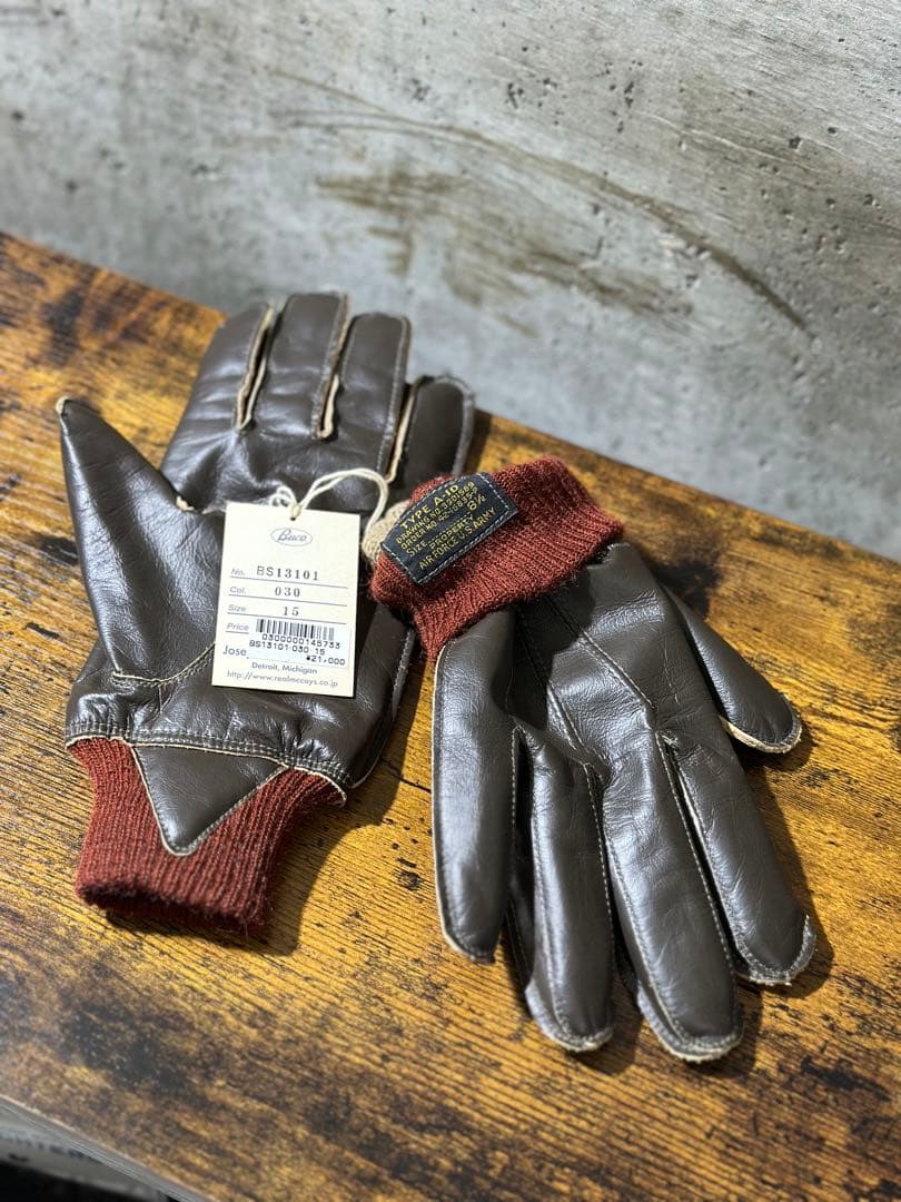 TYPE A-10 手袋 8 1/2 ダークブラウン 赤リブ - メルカリ