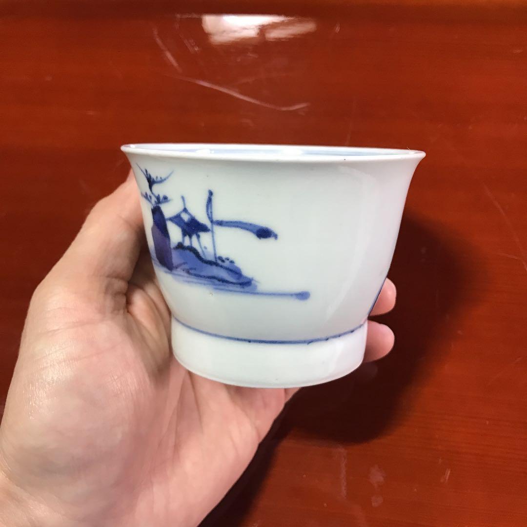 古伊万里蕎麦猪口そばちょく双鳥そばちょこ伊万里染め付け染付民藝民芸