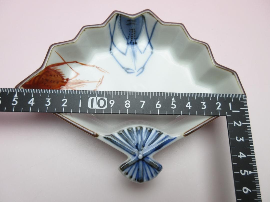 おまとめ 九谷 上出長左衛門 扇形 海老紋 向付 5客 TN 103