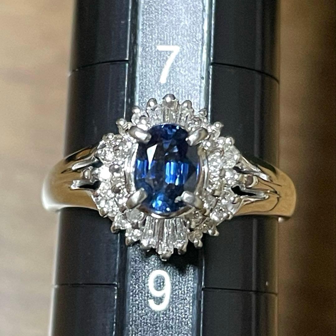 pt900 サファイア　ダイヤモンド　リング