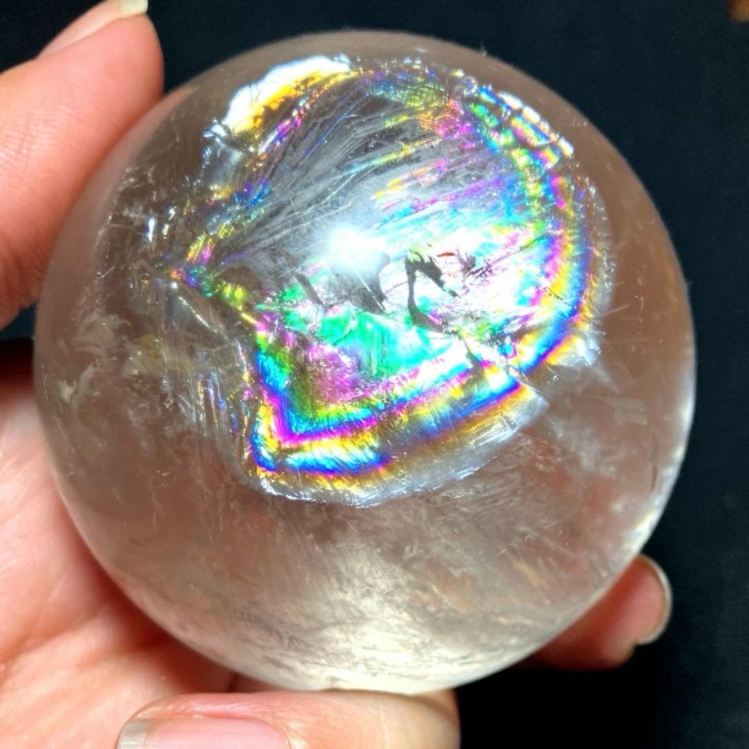 超大玉 62mm 虹入りゴールドルチルクォーツ 丸玉 スフィア 金針水晶
