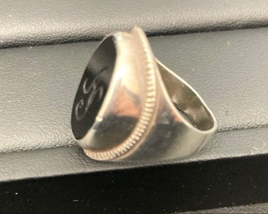 Rinrin。 様　　アガットロゴ刻印シルバーリング 10.5号925 オニキス