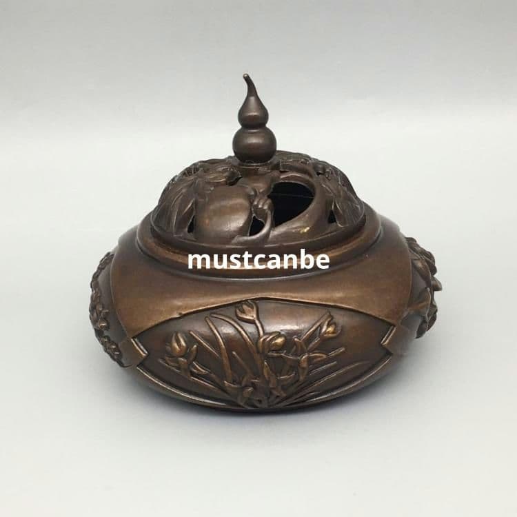 銅製 瓢簞香炉 香薫炉 室内檀香炉 茶道具 香道具 工芸品 置物