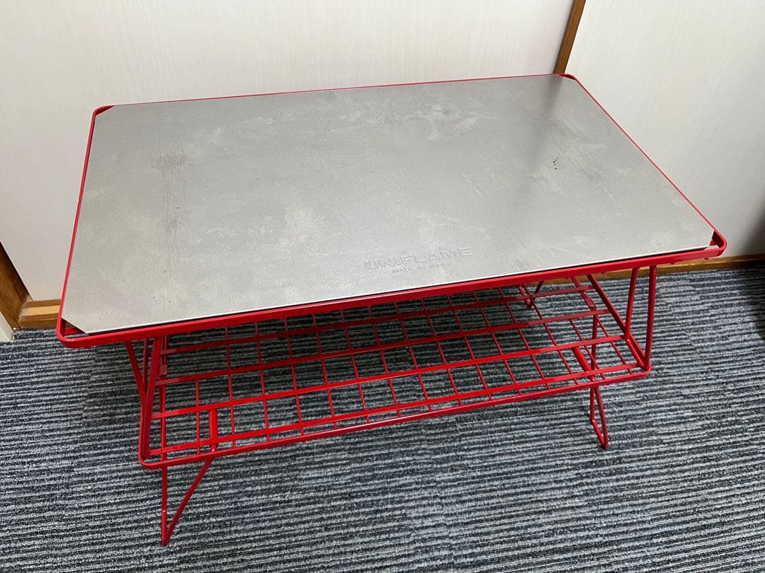 ユニフレーム フィールドラック赤2枚・ステン天板・専用ケース 4点