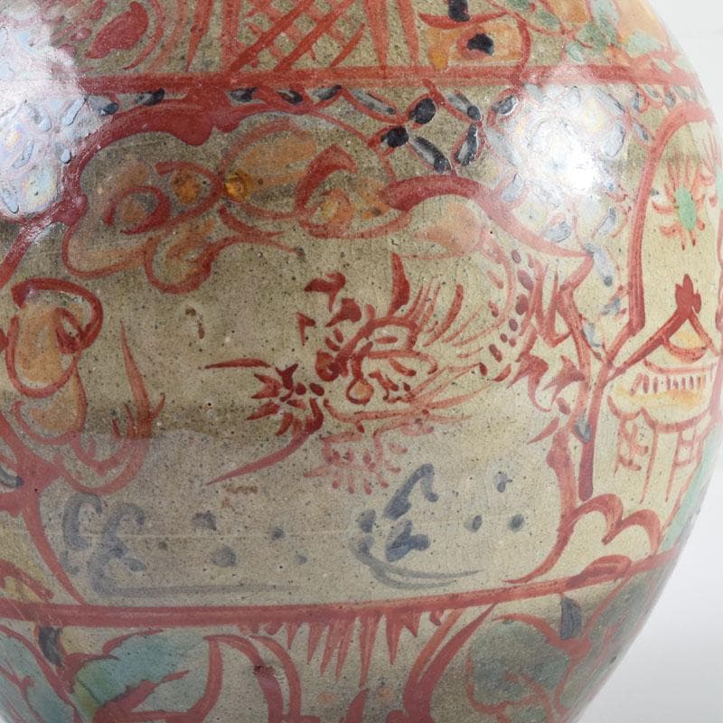 琉球陶器 壺屋焼 小橋川仁王造 神獣山水文 花瓶 共箱 C 8976 - メルカリ