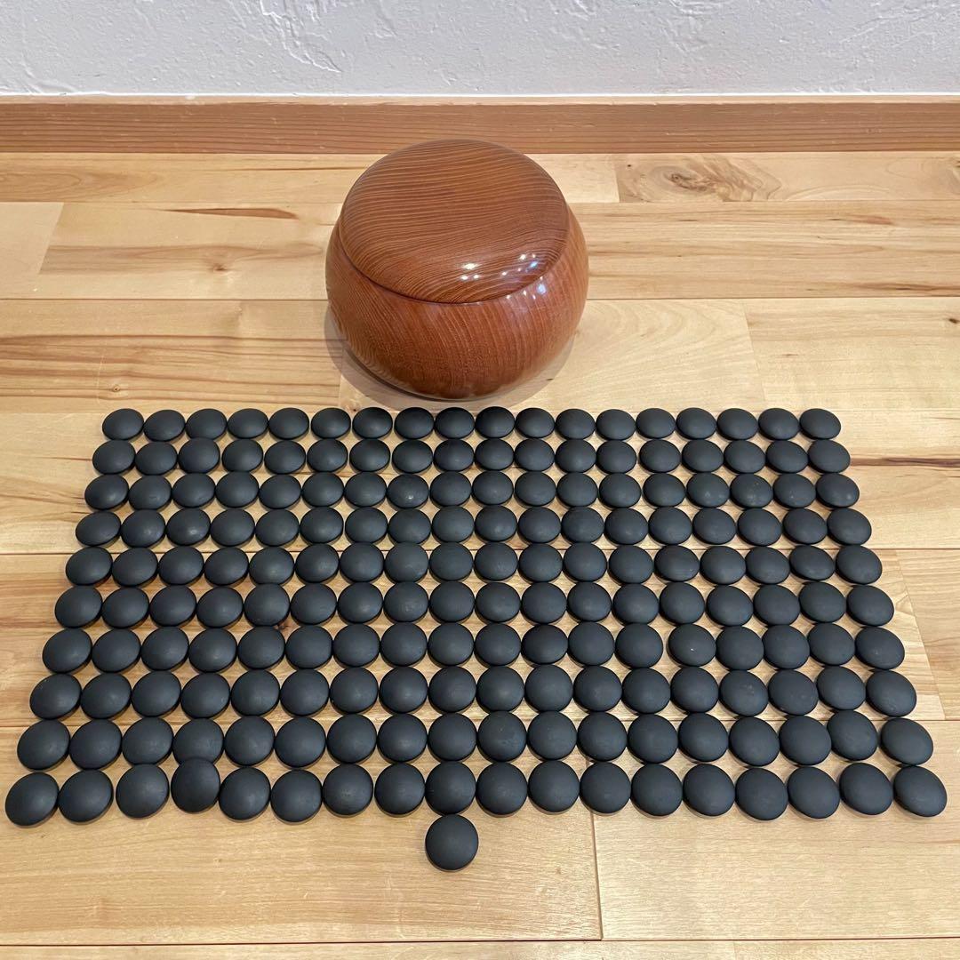 美品‼️高級碁石 那智黒 181個 蛤 180個 けやき碁筒付き 33〜34号