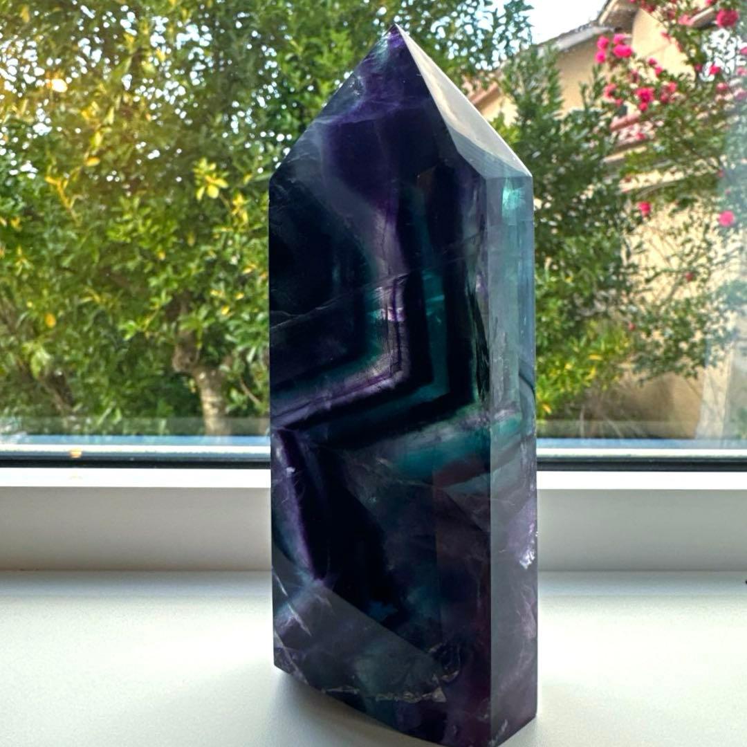 ブルーフローライト タワー 13.2㎝ フローライト 青 透明感 虹