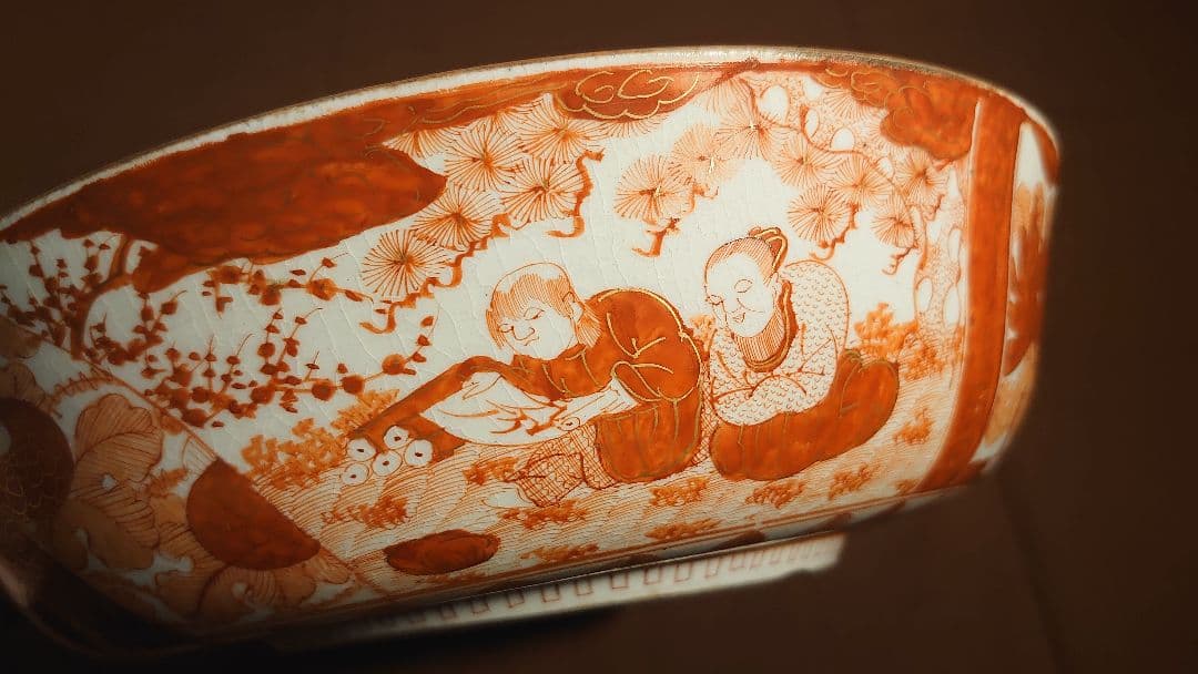 古九谷　九谷焼　赤絵　飯田屋　宮本窯　龍の図　旭山　浅井一毫　１客