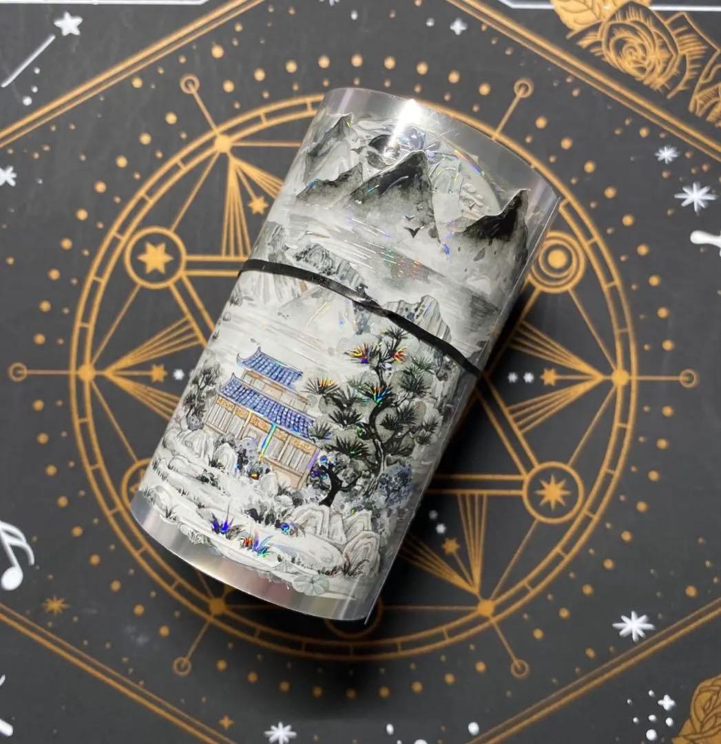 9244】海外 中古巻 貝殻光マスキングテープ 古風 自然風景 背景装飾系