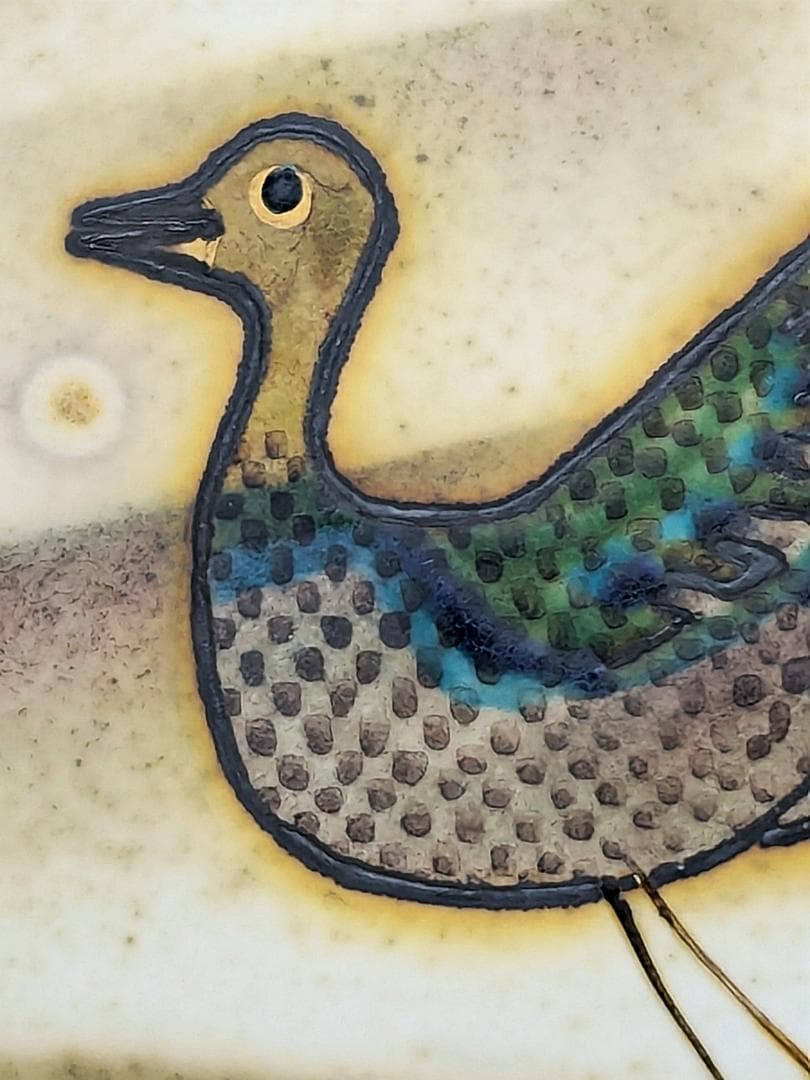 ★未使用美品★伊藤北斗 釉刻色絵陶板夢の風景【20年程前の個展で購入 作家作品】