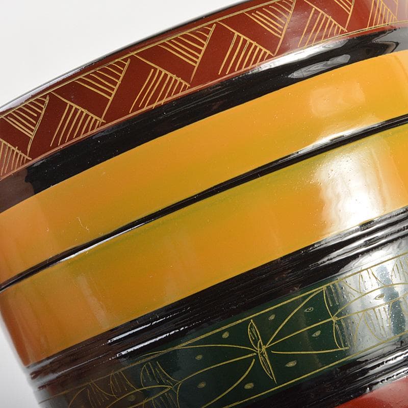 茶道具　山中塗　中村湖彩作　唐物写し　独楽棗　共箱　Ｖ　6294