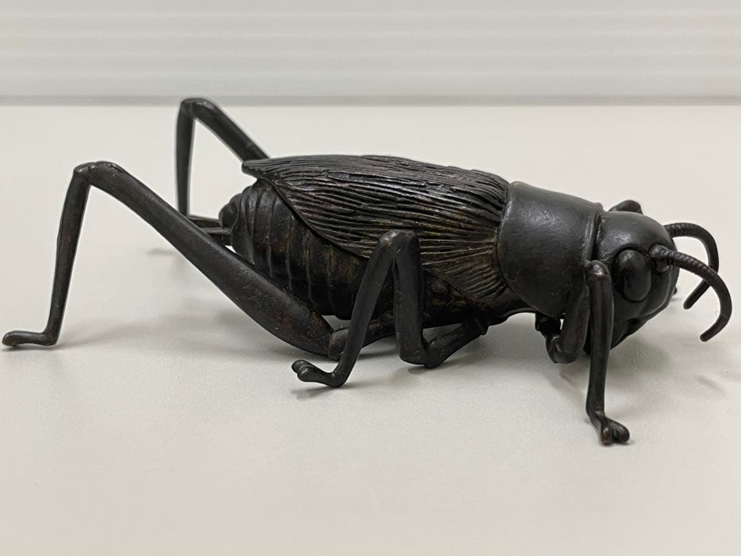 龍文堂 安の介 銅製自在蟋蟀 7cm 古物