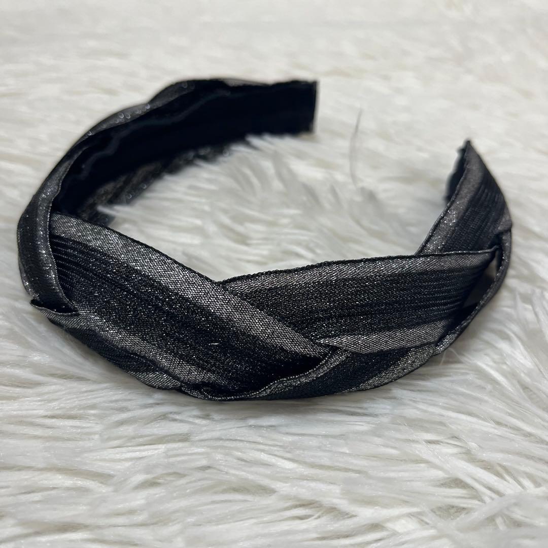 【極美品】Jennifer Ouellette ヘアバンド 黒 ラメ USA製