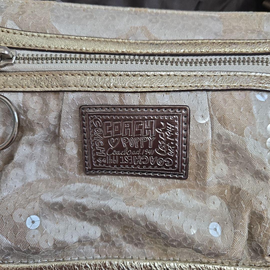 ★ド派手★COACHポピー　スパンコールショルダーバッグ★チャーム４点&袋付き★